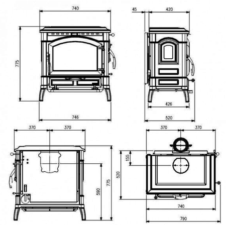 Piec wolnostojący 11,9kW (wylot spalin: góra lub tył) 88852292