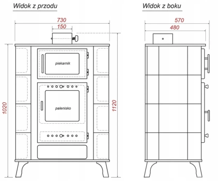 Piec kuchenka kuchnia westfalka z piekarnikiem 8,5kW (średnica wylotu spalin: 150 mm, kolor: biały) - spełnia anty-smogowy EkoProjekt 04483313