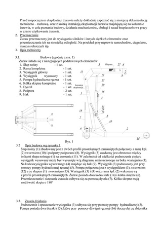 Żuraw hydrauliczny ręczny (udźwig: od 750 do 1500kg) 5877833