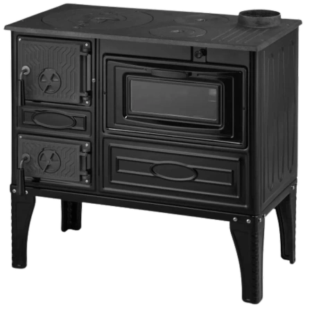 Kuchnia węglowa emaliowana z piekarnikiem 8,7-10,7kW – kolor czarny – średnica wylotu spalin 130 mm 99682164