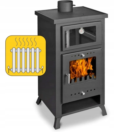 Piec stalowy wolnostojący z płaszczem wodnym i piekarnikiem 10kW - spełnia anty-smogowy EkoProjekt 04483307
