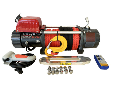 Wyciągarka Escape EVO 12000 lbs [5443 kg] EWX-U z liną syntetyczną 12V (lina: 9,5 mm szara dyneema 27m 9800kg +hak zdejmowany) 81877744