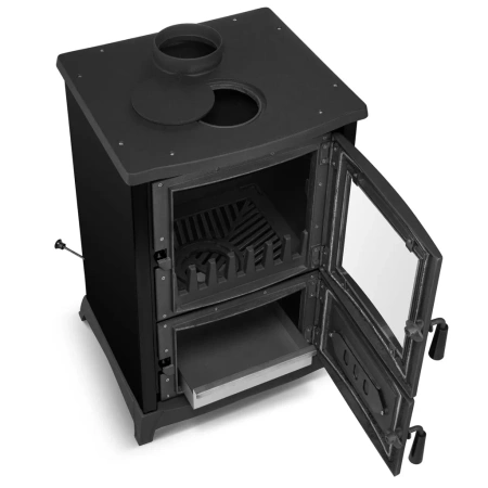 Piec kominek koza żeliwny z płytą grzewczą fajerką czarny 6,5-8,5kW na drewno (średnica wylotu spalin: 130mm) - spełnia anty-smogowy EkoProjekt 99683063