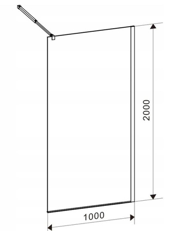 Ścianka prysznicowa 100 cm asymetryczna kratka szkło 8mm 23179599