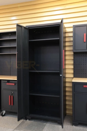 Szafka warsztatowa z ruchomym stołem i szafkami jezdnymi, szafa, regał (wymiary: 2070x472x1925 mm) 80183073