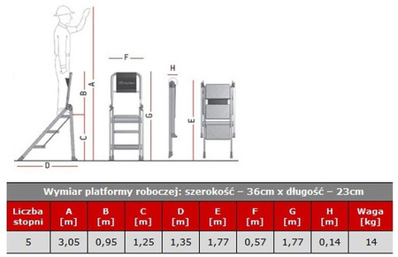 Drabina magazynowa / schody magazynowe FARAONE (wysokość robocza: 3,05m) 99675076