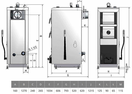 Kocioł zasypowy na węgiel 24kW z płaszczem wodnym (pojemność komory paliwa: 63 dm3) - spełnia anty-smogowy EkoProjekt 50072709