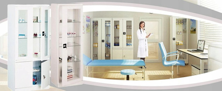 Szafa na leki lekarska medyczna, kolor: RAL7035 (jasnoszary) (wymiary: 1800x800x435 mm) 09276468