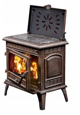 Piec piecyk koza żeliwny 12,8kW z płytą grzewczą (kolor: brąz) spełnia anty-smogowy EkoProjekt 04483319