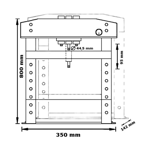 Hydrauliczna prasa warsztatowa wzmocniona z pompą ręczną Unicraft (siła nacisku: 15 t) 32269558