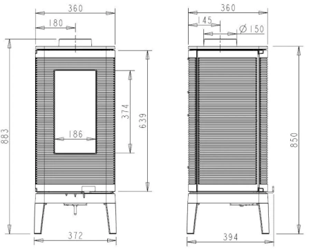 Piec wolnostojący INVICTA 7kW (wylot spalin: góra, kolor: antracyt) - spełnia anty-smogowy EkoProjekt 86854924