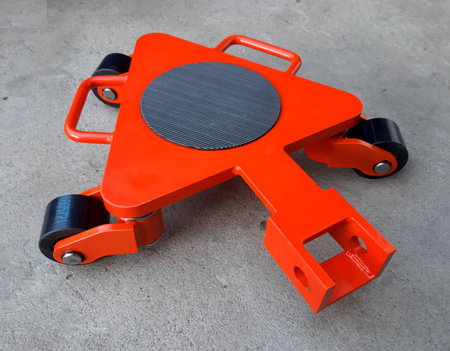 Wózek rotacyjny bez płyty obrotowej do transportu maszyn, urządzeń i sprzętu (rolki: 3x poliamidowe toczone, nośność: 2 ton) 50279761