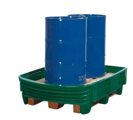Wanna zabezpieczająca z polietylenu (PE), na na 2 beczki 200l, zielona 1500x1150x400 225L 72279432