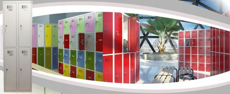 Szafa szafka bhp socjalna ubraniowa 4 komory, kolor: RAL7035 (jasnoszary) (wymiary: 1800x600x500 mm) 09276044