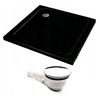 Brodzik slim kwadratowy czarny 90x90 akryl + syfon 23178192