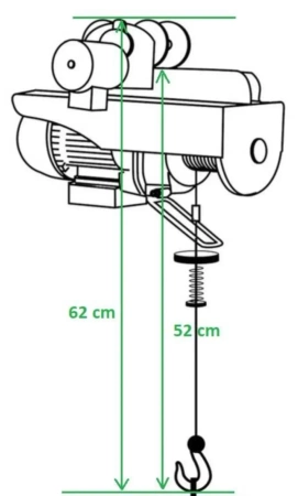 Suwnica bramowa z zestawem rozszerzenia (udźwig: 1000 kg, szerokość: 2300 + 200 mm, wysokość: 2500 - 3600 mm) + wciągarka linowa z wózkiem elektrycznym TRETOS Force 20m (udźwig: 500/990 kg, wysokość podnoszenia: 20m / 10m) 02883279