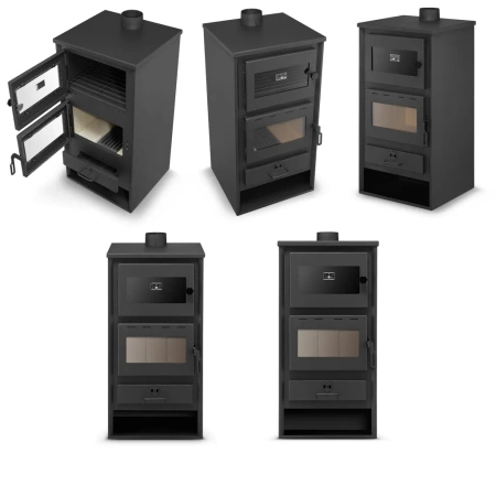 Piec piecyk kominek koza stalowy 10,6kW z piekarnikiem piekarnik na drewno (kolor: antracytowy) - spełnia anty-smogowy EkoProjekt 99683061