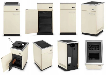 Kuchnia węglowa piec kominek z płaszczem wodnym CO 10-12kW (kolor: beż, średnica wylotu spalin: 120 mm) - spełnia anty-smogowy EkoProjekt 99681702