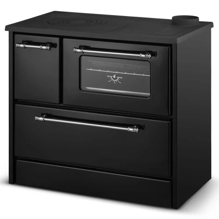 Kuchnia na drewno piec kominek koza kuchnia kocioł CO z płaszczem wodnym 16,15kW (kolor: czarny, średnica wylotu spalin: 130 mm) - spełnia anty-smogowy EkoProjekt 99683163