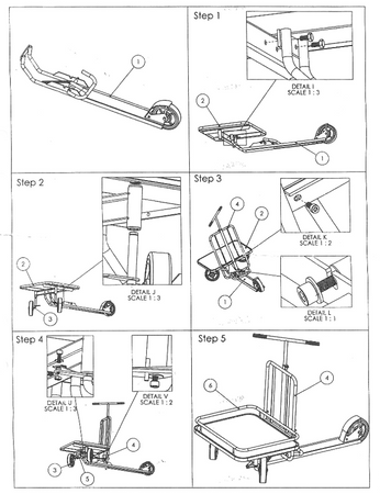 Hulajnoga z platformą GermanTech 690x585 mm, niebieska (udźwig: 150 kg) 99724878
