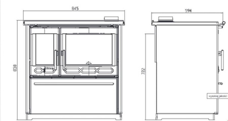 Kuchnia stalowo żeliwna z piekarnikiem 8-11kW, bez płaszcza wodnego (wylot spalin lewy: 120mm, kolor: biały) - spełnia anty-smogowy EkoProjekt 58477289