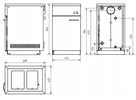 Kuchnia węglowa piec kominek z płaszczem wodnym CO 10-12kW (kolor: beż, średnica wylotu spalin: 120 mm) - spełnia anty-smogowy EkoProjekt 99681702