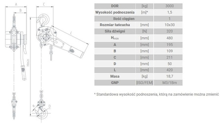 IMPROWEGLE Wyciągarka łańcuchowa, rukcug (udźwig: 3000 kg, wysokość podnoszenia: 5 m) 33982725