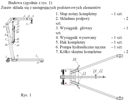 Żuraw hydrauliczny ręczny (udźwig: od 270 do 500kg) 5877830