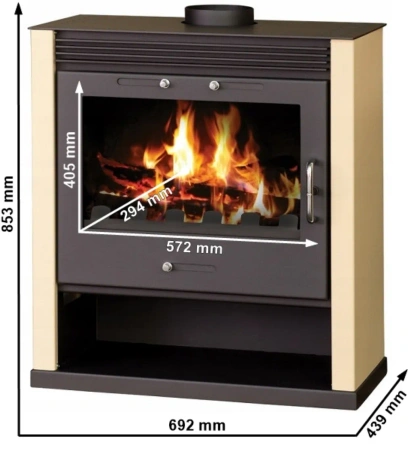 Piec piecyk kominek na drewno 13kW (kolor: kość słoniowa) - spełnia anty-smogowy EkoProjekt 48280256