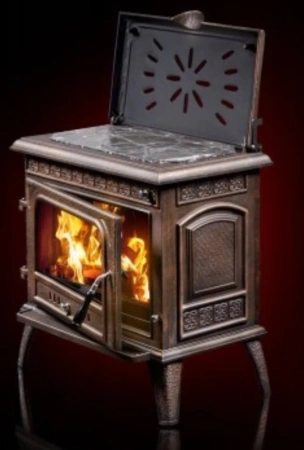 Piec piecyk koza żeliwny 12,8kW z płytą grzewczą (kolor: brąz) spełnia anty-smogowy EkoProjekt 04483319