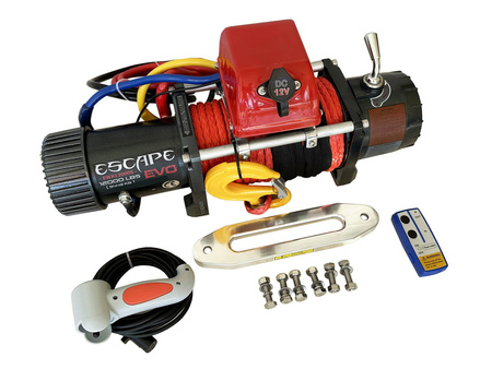 Wyciągarka Escape EVO 12000 lbs [5443 kg] EWX-S z liną syntetyczną 12V (lina: 10 mm czerwona dyneema 28m 10400kg +hak) 81877741