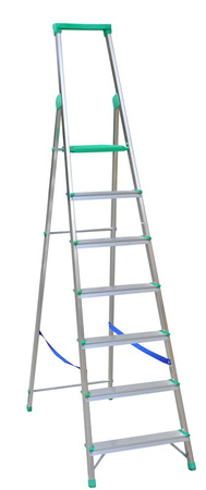 Drabina wolnostojąca Drabex 8 stopniowa z półką i haczykiem (wysokość robocza: 3,75m) 99674667