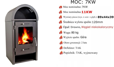 Piec wolnostojący stalowy 7-10kW na drewno (średnica wylotu spalin: 120mm) - spełnia anty-smogowy EkoProjekt 65882972