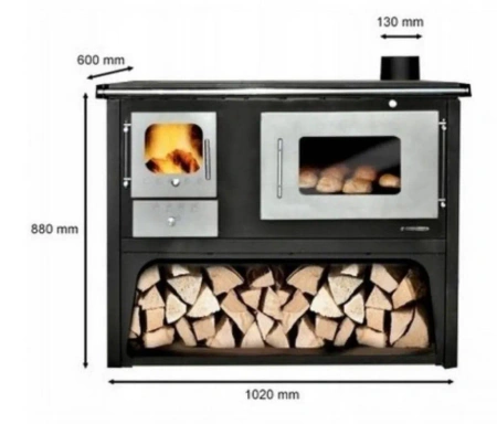 Piec kuchenka kuchnia westfalka z płaszczem wodnym i piekarnikiem 10/12 kW (średnica wylotu spalin: prawy 130 mm) - spełnia anty-smogowy EkoProjekt 04482075