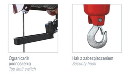 Wciągarka elektryczna linowa budowlana + Wysoki maszt + Ramie robocze + lina 30m + sterowanie ręczne 1,5m (udźwig: 200 kg) 08183101