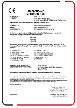 Elektryczna 500kg/40m bezprzewodowa wciągarka linowa Tretos Military TR-50040 + do wyboru: ramię robocze przykręcane do wciągarki 82221