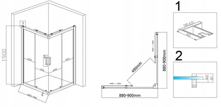 Kabina prysznicowa 90x90 szkło 6mm kwadratowa 23178208