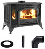 Piec wolnostojący koza 10kW K9 ASDP z wylotem spalin fi 150 Gratis: Rozeta stalowa okrągła fi 150 + Rura stalowa 150/1m + Kolano ruchome 150/90 - spełnia anty-smogowy EkoProjekt 30079560