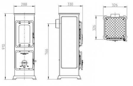 Piec wolnostojący 2,5-7,5kW na drewno i węgiel - do wyboru: kolory pieca (spaliny: tył) - spełnia anty-smogowy EkoProjekt 88869078
