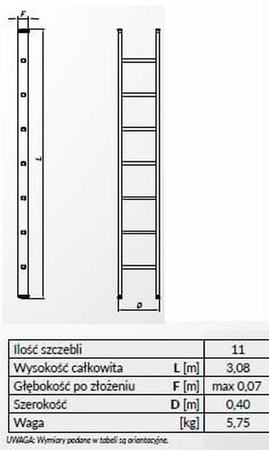 Drabina aluminiowa opieralna Drabex 11 stopniowa (wysokość robocza: 4,58m) 99674727