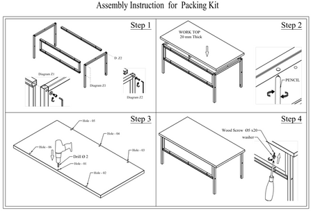 Zestaw do pakowania do stołów roboczych GermanTech, bez stołu! (szerokość cięcia: 1300 mm, wymiary: 1425x1490 mm) 99724952