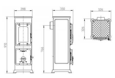 Piec wolnostojący 2,5-7,5kW na drewno i węgiel (kolor: biały, spaliny: tył) - spełnia anty-smogowy EkoProjekt 88881994