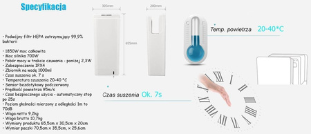 Automatyczna suszarka do rąk profesjonalna kieszeniowa - bardzo szybka 44578410