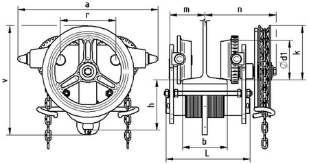 Wózek jednobelkowy z napędem ręcznym (wysokość podnoszenia: 3m, szerokość stopy belki: 82-125mm, udźwig: 3,2 T) 22076970