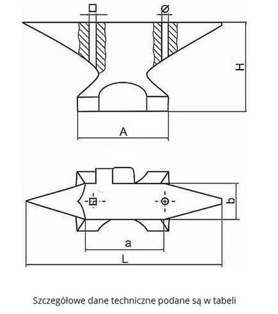Kowadło dwurożne z boczną przyporą (waga: 100-210 kg) 27064647