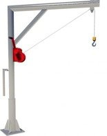 Żuraw słupowy z wciągarką ręczną, wysokość całkowita 2100mm (udźwig: 150 kg, długość liny: 12m) 95882919