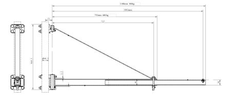 Ramię robocze obrotowe, wysięgnik, przykrecane do ściany TRETOS Military 300-600 kg (TR-60075)
