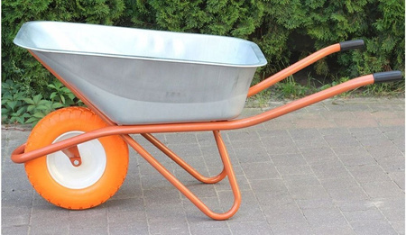 BEDREW Taczka jednokołowa ogrodowa ocynkowana 100L / 140 L z pełnym kołem (wymiary koryta taczki: 88x57 cm) 18677160