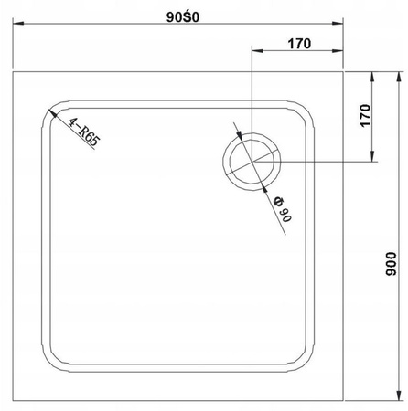 Brodzik slim kwadratowy czarny 90x90 akryl + syfon 23178192