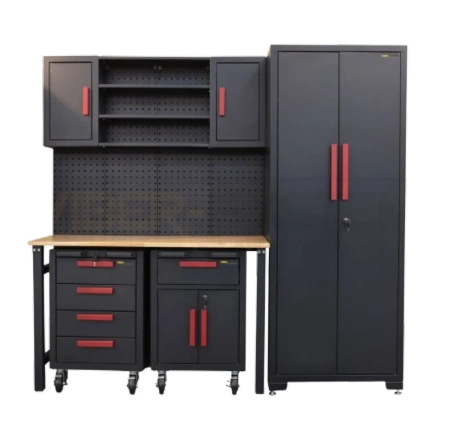 Szafka warsztatowa z ruchomym stołem i szafkami jezdnymi, szafa, regał (wymiary: 2070x472x1925 mm) 80183073